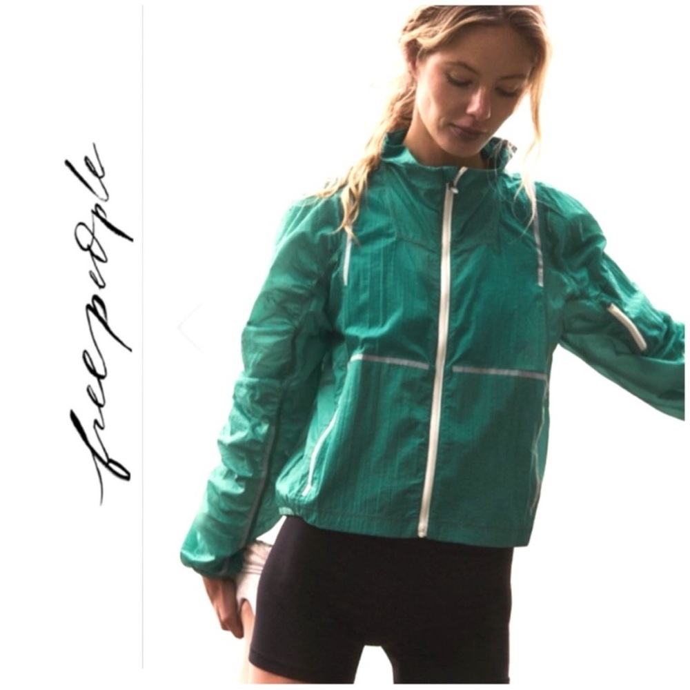 Free People Great Escape Run Windbreaker in Green combo NWOT